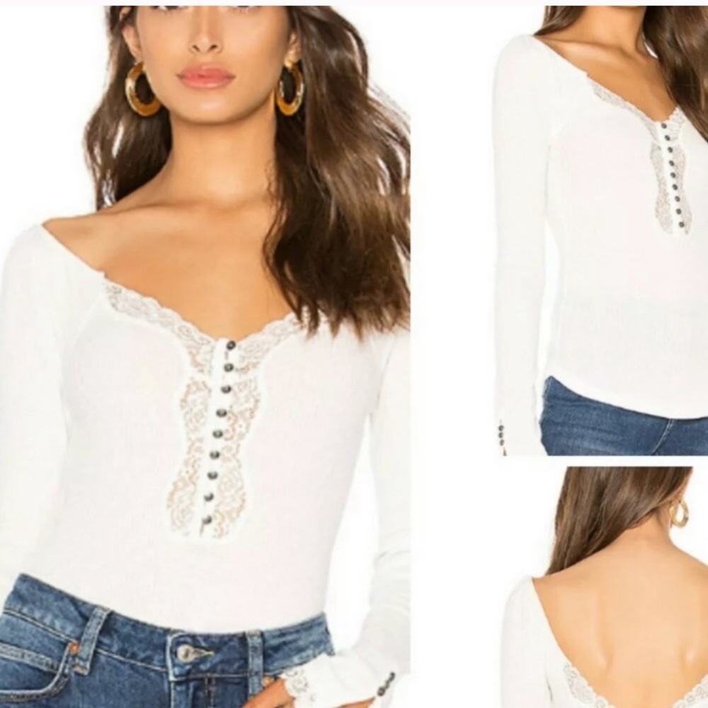 Free People Off the Shoulder Lace Top. Size Large